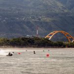 Sejumlah atlet memacu jetskinya pada Kejurnas Jetski 2013 yang digelar di Teluk Palu, Sulawesi Tengah, Senin (21/12/2013). Kejurnas Jetski putaran final yang diikuti puluhan atlit dari berbagai daerah itu berlagsung 21-22 Desember 2013 memperebutkan point tertinggi untuk meraih gelar juara nasional. bmzIMAGES/Basri Marzuki