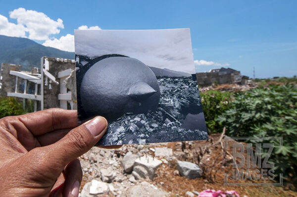 Lokasi menara masjid yang ambruk akibat pencairan tanah atau likuefaksi di Kelurahan Balaroa, Palu, Sulawesi Tengah, Kamis (26/9/2019). Lokasi tersebut kini menjadi Memorial Park. bmzIMAGES/Basri Marzuki