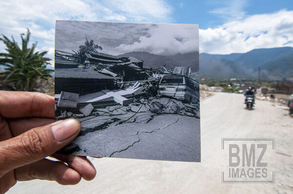 Jalan Manggis yang yang terdampak likuefaksi di Kelurahan Balaroa, Palu, Sulawesi Tengah, Kamis (26/9/2019). Lokasi tersebut kini menjadi "Zona Merah" menjadi Memorial Park. bmzIMAGES/Basri Marzuki